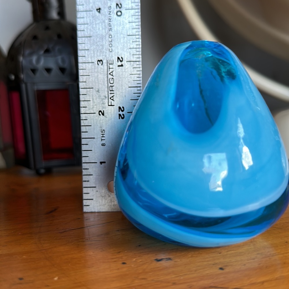 Hand Made Blue Swirls Bud Vase - Picture 8 of 8